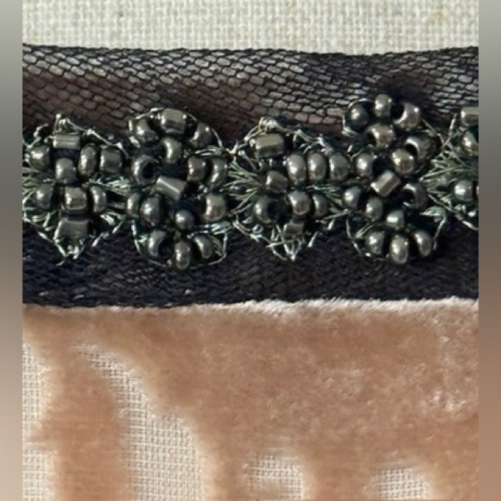 SUNDANCE Champagne Dreams Damask Floral Velvet Dress Beaded Boho 8 Romantic Chic - Picture 12 of 16